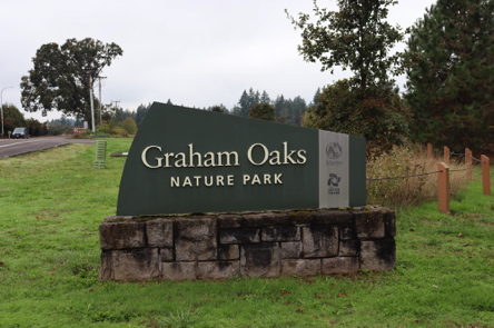 Entrance sign for Graham Oaks Nature Park